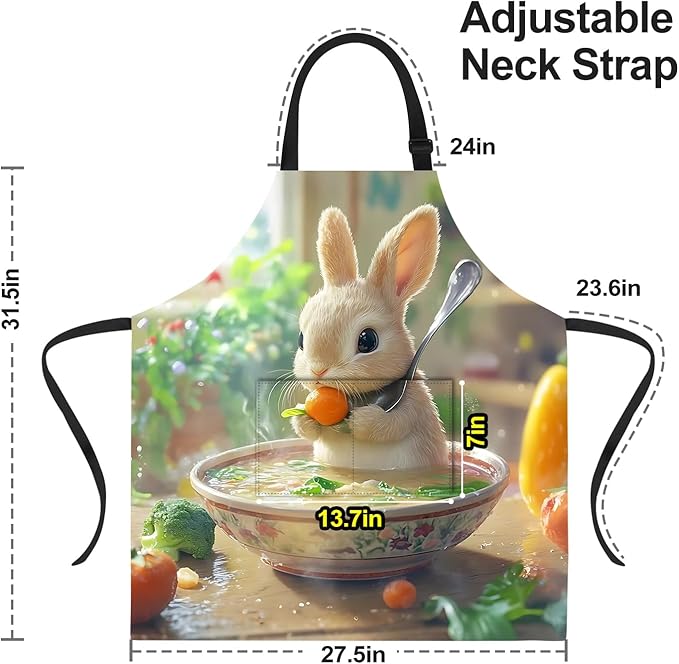 Funny Cat Apron with 2 Pockets Waterproof for Men Women Kitchen Garden Decor