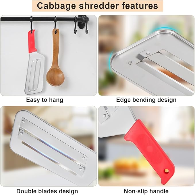 Cabbage Shredder for Coleslaw Sauerkraut cabbage slicer Cutter Chopper kitchen Knife Cabbage Peeler Lettuce Shredder lettuce Knife Cabbages Graters for Kitchen Fruit Vegetable Slicer Mandoline Slicers