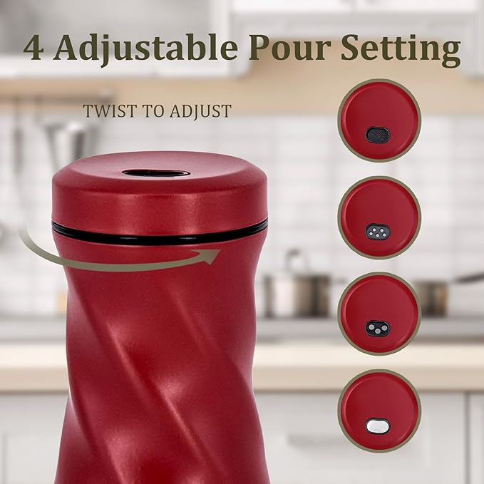 Red Salt and Pepper Shakers with Adjustable Pour Hole, NEODACO Glass Shaker with Stainless Steel Lids for Home, Restaurants, and Weddings, Ideal for Himalayan, Black Pepper, Kosher, and Sea Salts