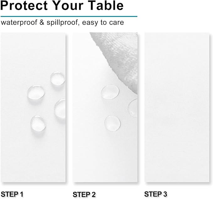 Hiasan White Tablecloth for Rectangle Tables - Waterproof and Spillproof Washable Fabric Table Cloth for Dining Room Kitchen Party, 60 x 120 Inch
