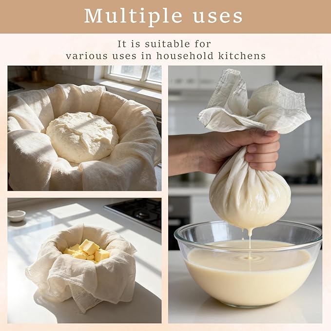 Cheese Cloths, 3Pcs 36x36 Inch Grade 100 Precut Cheese Cloths for Straining, Cotton Unbleached, Reusable Muslin Cheesecloth for Straining, Making Yogurt, Cooking Turkey, Crafts - 9 Sq.Ft