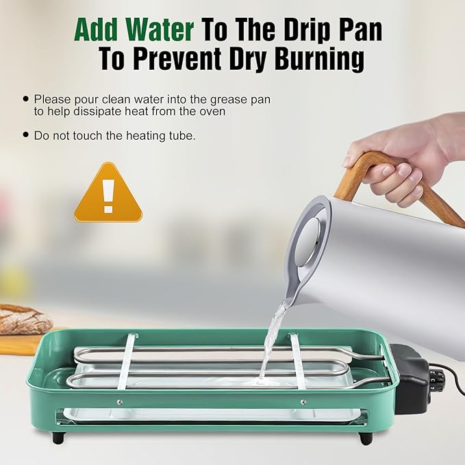 1500W Electric Indoor Grill, 2 in 1 Korean BBQ Grill for Kitchen, with Grill Net Removable Plate 3 Small Trays, 5 Temperature Control, Dishwasher Safe