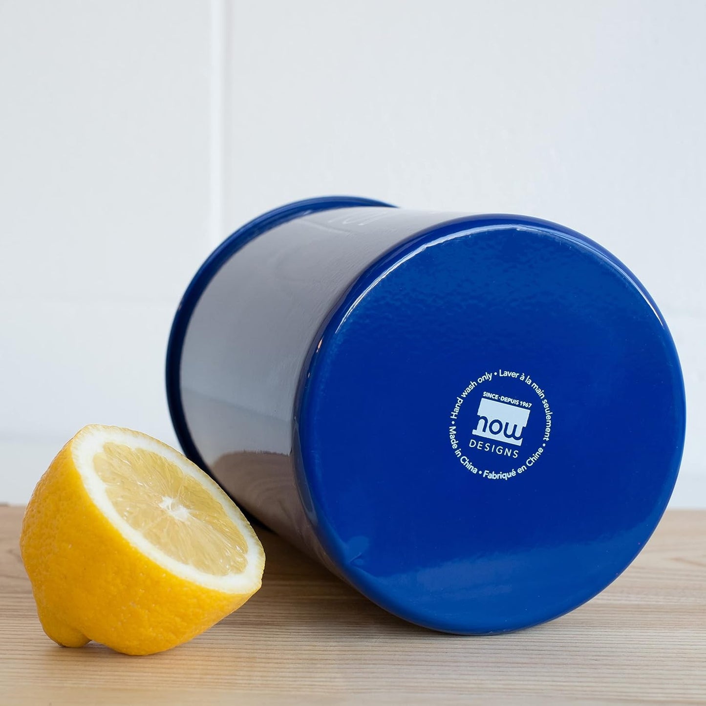 Now Designs Powder-Coated Steell Utensil Crock, Navy Blue, 5x6 inches