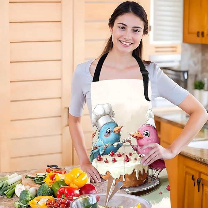 Funny Cat Apron with 2 Pockets Waterproof for Men Women Kitchen Garden Decor