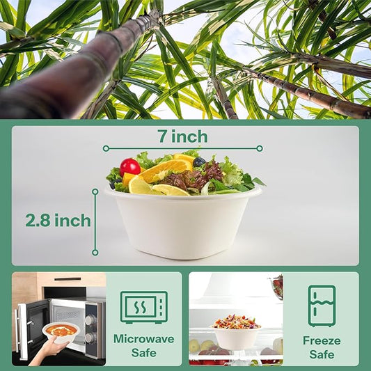 Homestockplus Disposable Soup Bowls 32oz [50 Pack] - Heavy Duty Deep Paper Bowls, Leakproof Compostable Containers for Ramen, Chili & Catering, Microwave Safe Bowls (White)