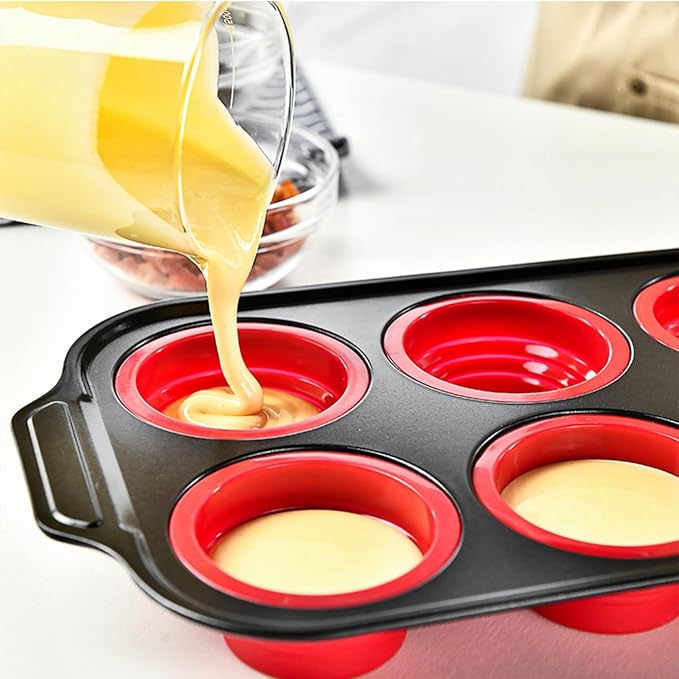 YiYeraio Silicone Muffin Pan, 6 Cups Muffin Pans for Baking with Metal Frame, Cupcake Pan, Egg Bite Molds, Muffin Tin Tray Easy to Pop Nonstick Non Toxic Bakeware for Oven