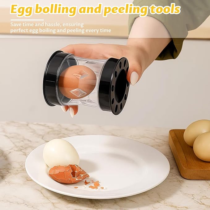 3PCS Egg Peeler Set, Hard Boiled Egg Peeler, Egg Peeler Tool for Hard Boiled Eggs Suitable for Family Chefs, Kitchen Enthusiasts and Busy Professionals