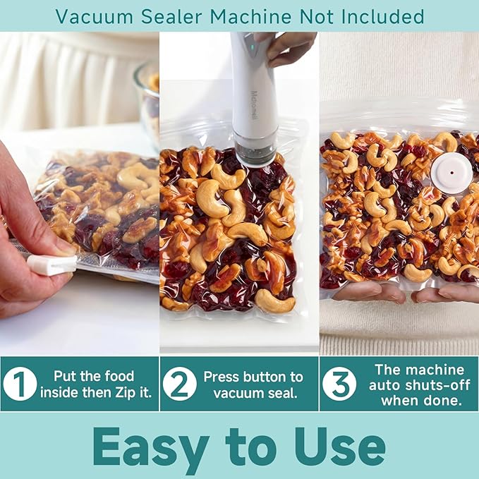 Reusable Vacuum Sealer Bags for Food – 30 BPA-Free Large (11.8 x 13.4in) Food Storage Bags, Freezer Microwave Safe, Odor-Resistant, Leak-Proof – Compatible with Handheld Vacuum Sealers
