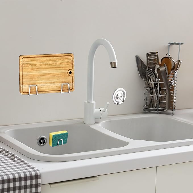 Under Cabinet Cutting Board Holder - 12 Pcs Pot Lid Organizer for Cabinet Cutting Board Holder Rack Storage Stainless Steel Under Shelf Counter Chopping Board Holder