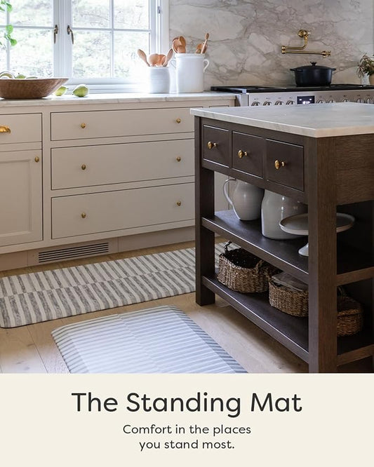 House of Noa Nama Standing Mat – Anti-Fatigue Cushioned Kitchen Mats for Floor | Ergonomic Bounce-Back Foam Kitchen Mats | Anti-Fatigue Mats for Kitchen & Standing | Reese Pewter | 30" x 108"