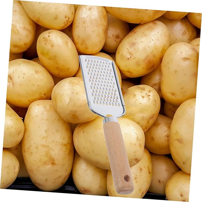 PRETYZOOM Stainless Steel Plane Grater Zester Wood Handle Vegetable and Fruit Grater Tool for Kitchen Use Easy to Clean for Potatoes and Zesting Citrus