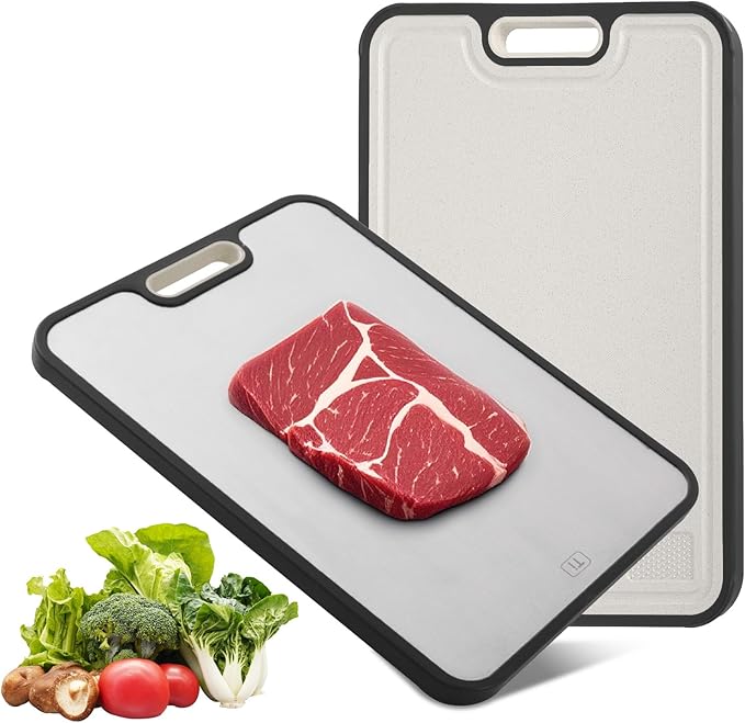 Titanium Cutting Boards for Kitchen, Titanium Cutting Board Double Side, Non Slip Chopping Board for Meat Fruit, Vegetable 15.2x10.4inch