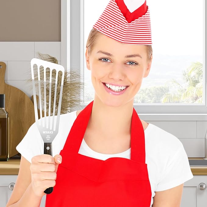 2 Pack Fish Spatula Stainless Steel，Flexible Metal Spatula Perfect for Flipping Eggs, Burgers and Baking, Durable Lightweight Kitchen Slotted Turner for Cooking & BBQ, Christmas gifts