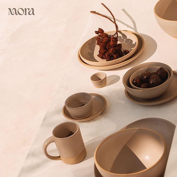 Mora Mini Ramekins Set of 4, 8oz Ceramic Pottery Baking Dishes - Microwave, Oven and Dishwasher Safe - Harvest