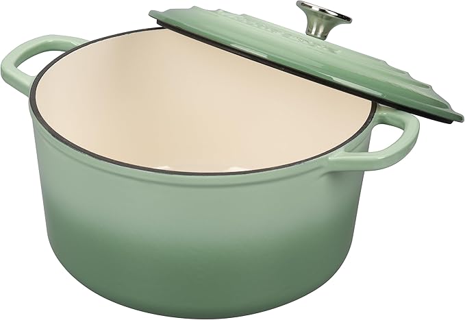 VORRINGARD Enameled Cast Iron Dutch Oven Pot with Lid, for Sourdough Bread Baking, Round Dutch Ovens, 4.5 Quart, Green