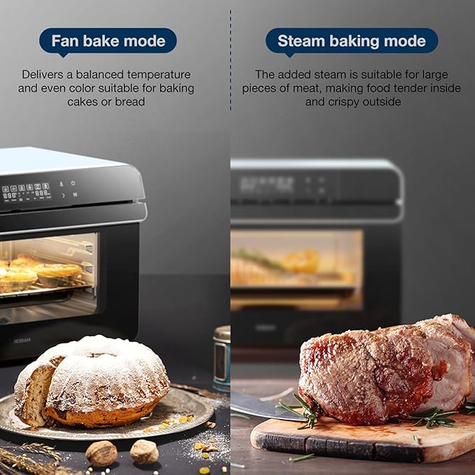 ROABM Toaster Oven Air Fryer Combo R-BOX Green, 23QT Countertop Convection Steam Oven, Rapid Steam, Bake, Air Fry, Broil, Dehydrate, Defrost, Ferment, Steam Self-Clean, Touchscreen Control