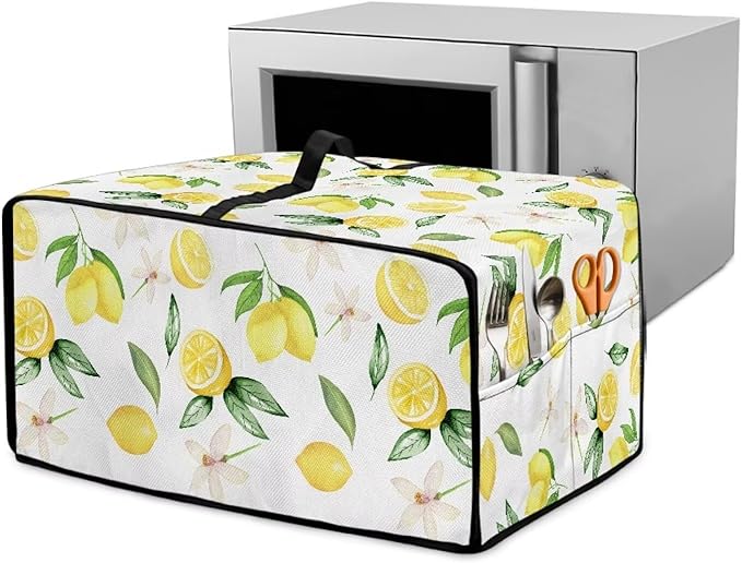 Doojoayie Small Appliance Covers Lemon Toaster Oven Cover 6 Slice Kitchen Accessory Dust Protector 19.7"x16"x 10" Compatible with Toaster/Kitchen Appliance