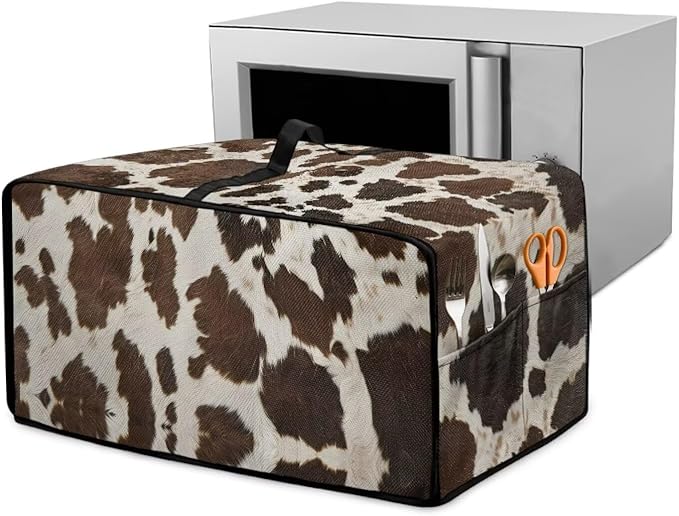 Doojoayie Brown Cow Print Toaster Oven Cover 6 Slice Bread Machine Cover Universal Fit Small Appliance Dust Protector Simple Style Kitchen Decoration