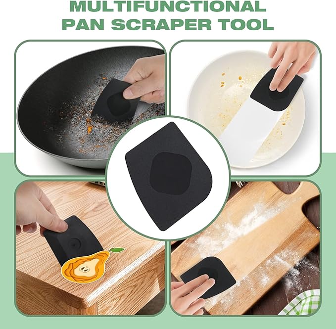 Purgreat Cast Iron Scrubber | Dish Scrub Brush | 316 Cleaner Chainmail Scrubber for Cast Iron Pan Skillet Cleaner - Dish Scouring Pad Dishwasher Safe Cleaning Kit, Black 02