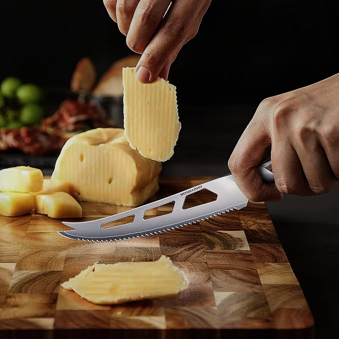 HOSHANHO Cheese Knife 5 Inch, Professional Japanese Cheese Knives for Cheesee & Tomato, Multipurpose Kitchen Knife with Ergonomic Pakkawood Handle