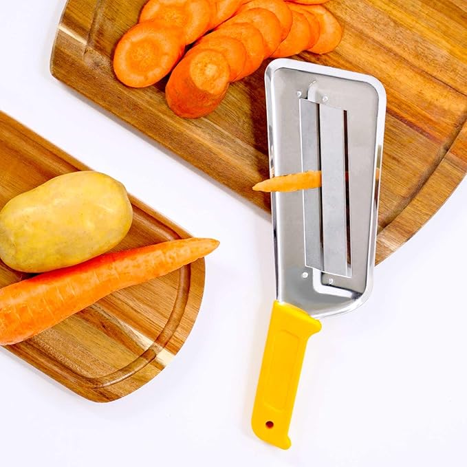 LZMS 3Pcs Stainless Steel Dual Blade Julienne Cutter with Ergonomic Handle,Multifunctional Rust-resistant Kitchen Tool,Shredder Knife for Cabbage&Carrot&Potato&Fish (Beige, yellow and green)