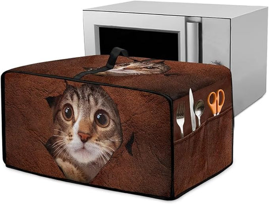 Doojoayie Cat Toaster Cover 8 Slice Universal Fit Small Appliance Covers with Top Handle Design Kitchen Decoration Gift for Mother, Wife, or Anyone Who Loves to Cook