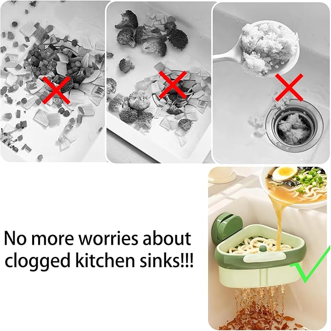 Suction Cup Kitchen Sink Caddy – Triangular Sink Drain Basket & Strainer – Small Corner Sink Trash Catcher for Vegetables, Fruits, Sponges, Soap – Space-Saving Organizer (1, Yellow)