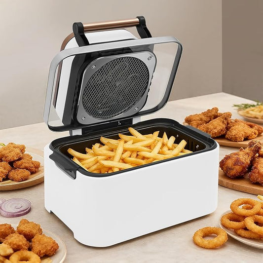 12.68QT Glass Air Fryer, 1700W Large Capacity Non-Toxic Air Fryer Oven with Transparent Window, 6 Presets & Precise Temp Control for Roast, Bake, Fry (White)