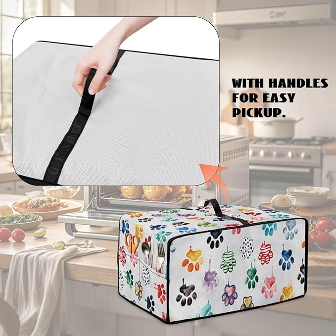 Doojoayie Cute Dog Paw Toaster Cover 6 Slice Appliance Covers for Kitchen Counter 19.7"x16"x 10" Universal Fit Dustproof Protector as Kitchen Decoration