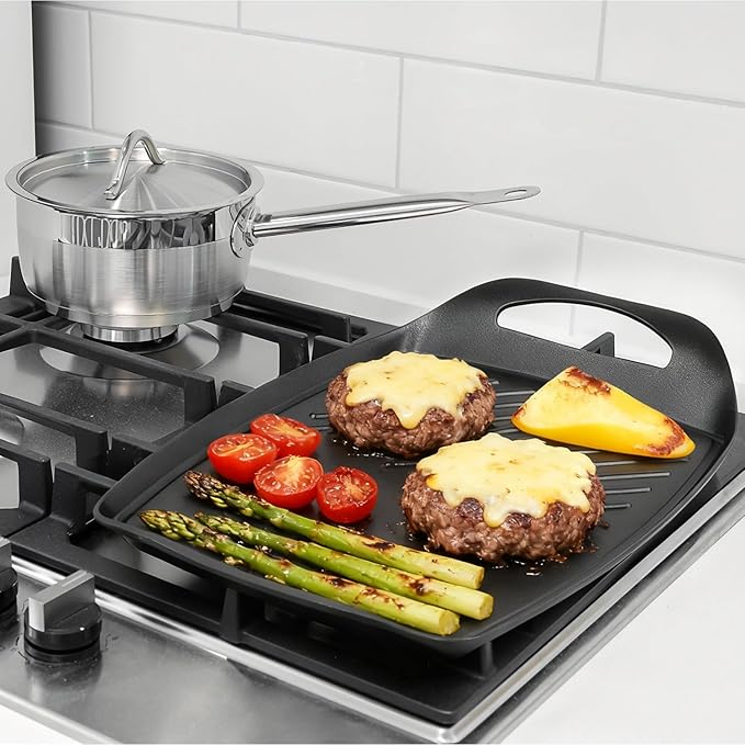 Techwood Stove Top Griddle, 17"X11" Nonstick 2 in 1 Grill Plate/Griddle Pan for Indoor/Outdoor Cooking, PFOA Free, Oven & Broiler Safe, Compatible with Multiple Stovetops, Dishwasher Safe