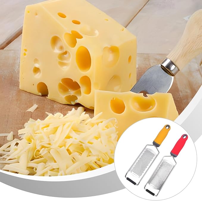 2-Pack Stainless Steel Zesters, 12.2 Inches Long For Grating Hard Cheese, Citrus, Garlic, Chocolate With Non-Slip Grip Handle