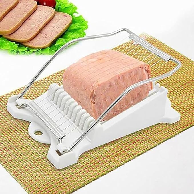 Hoshen Luncheon Meat Slicer, Egg Cutter, Fruit Soft Cheese Slicer, Strengthened Stainless Steel Cutting Line, 10 Slices Evenly Cut，Original Box,Green
