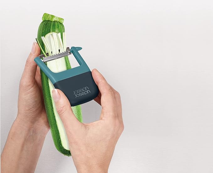 Joseph Joseph Duo Easy-Grip Julienne Peeler, Vegetable Kitchen Peeler and Potato-Eye Remover, Dark Opal