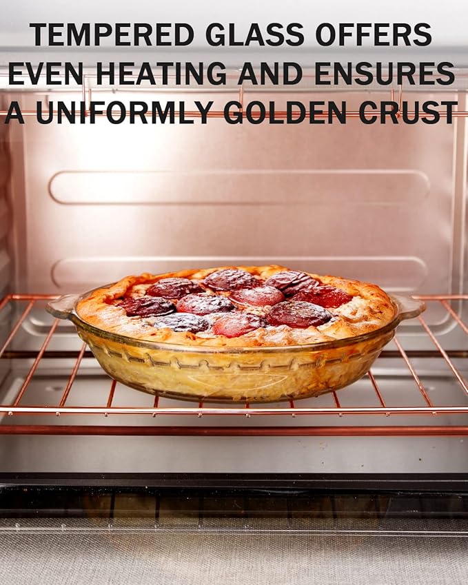 ZYER Small Pie Plate Easy Grab 27oz Glass Pie Pan for 2-3 People Pie Baking Pan Glass Pie Dish for Baking, 8.5 Inch