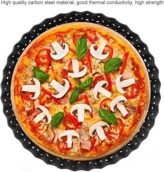 Agatige 9 in Pizza Pan with Holes for Oven, Non-stick Bakeware Pizza Tray Black Pizza Pan with Removable Bottom for Make Kinds of Pizzas or Pies