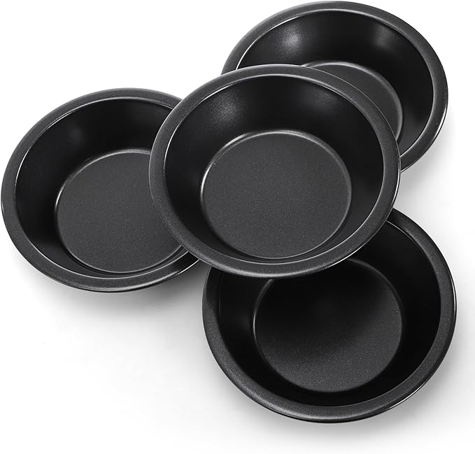 Suwimut 10 Pieces Mini Pie Pans, 5 Inch Individual Small Round Cake Pan, Reusable Nonstick Carbon Steel Pie Tins for Oven and Instant Pot Baking Chicken Pot Pies, Quiches, Fruit Pies