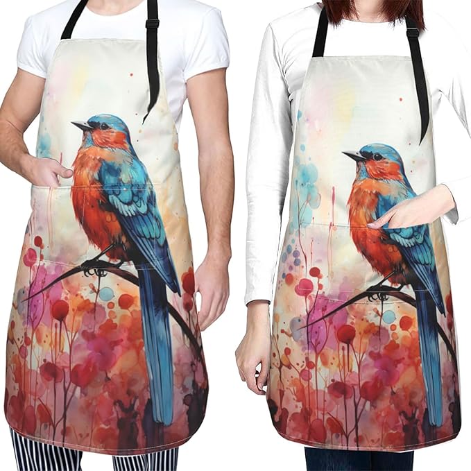 Apron with Pockets Aprons for Women Men Kitchen Chef Apron for Cooking Gardening Server Waitress Painting