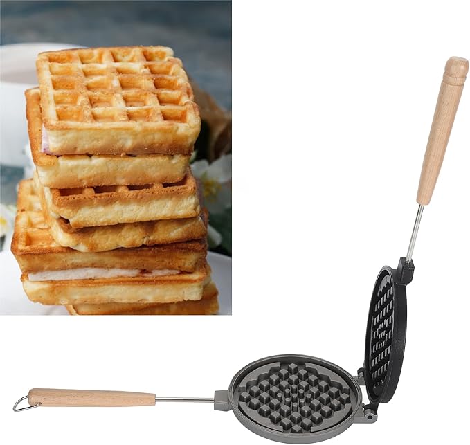 Cast Iron Waffle Maker Stove Top,Mini Nonstick Waffle Maker Pan Efficient Dual Sided Coating for Home Use for Waffles Toaster