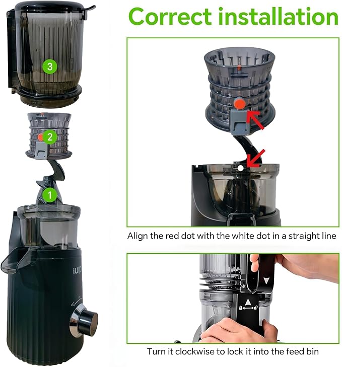 Cold Press Juicer, Slow Masticating Juicer Machines for Whole Vegetable and Fruit, 4.3" Feed Chute, BPA Free, Quiet Easy Clean Juicer to Unlock Fresh & Nutritious Juices(Black)