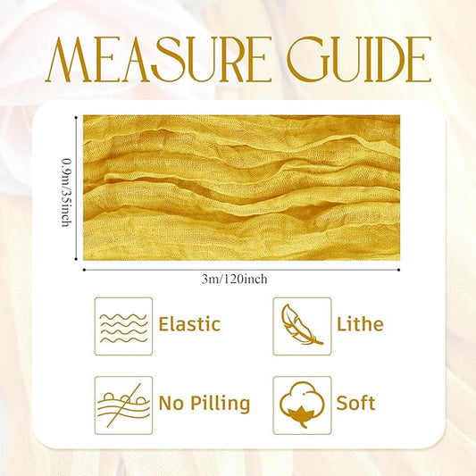 Wokceer Cheesecloth Table Runner 4Pack 10FT Gold Christmas Boho Gauze Fall Cheese Cloth Table Runner for Party Easter Rustic Sheer Table Runners for Baby Bridal Shower Wedding