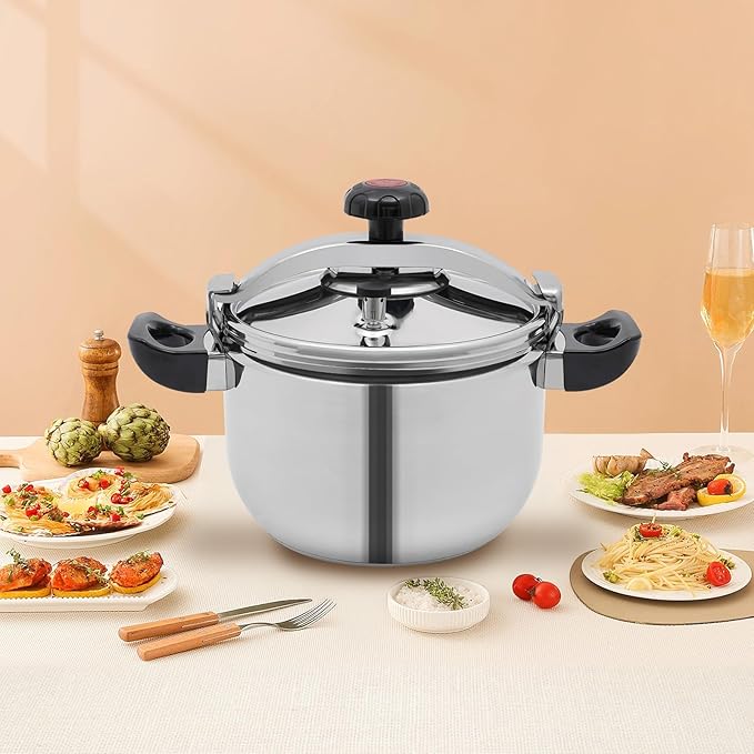 11.6 Quart Stainless Steel Pressure Cooker, 60Kpa Pressure Stewing Pot w/Alarm Device, Pressure Cooker Pot for Cooking, 3 Heavy Security Systems,Works on All Stovetops (Induction Compatible)
