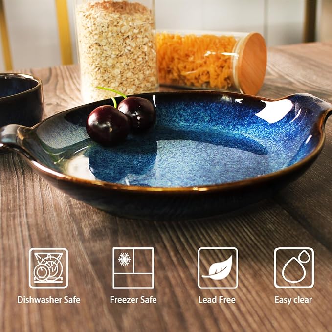 LIUYWYHCF Ceramics Au Gratin baking Dishes Set of 2, Baking Tray Bake ware, 10.5 oz Ramekins, for Pie Pan, Appetizer, Tart, Dessert, Quiche, Oven Small dish, individual dishes, Round 9 Inch