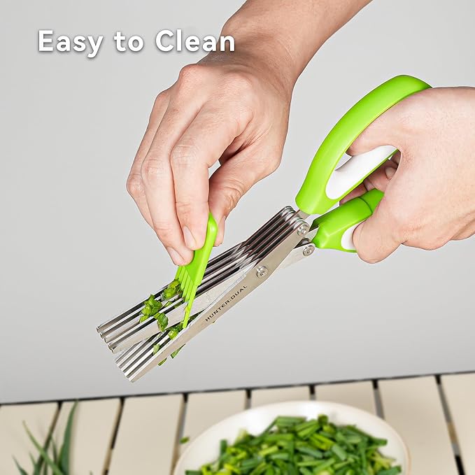 Kitchen Scissors for Food, HUNTER.DUAL Heavy Duty Come Apart Poultry Shears for Cooking, All Purpose for Cutting Chicken, Meat, Fish & Vegetables (Green, White, 8.66 Inch)