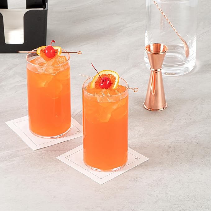 Restaurantware-Vetri 16 Ounce Tall Drinking Glasses, 24 Dishwashable Beverage Glasses - No-Lead, Elegant, Clear Glass Tumblers, Ideal For Water, Juice Beer, Cocktails, Liquor, Iced Tea, And More