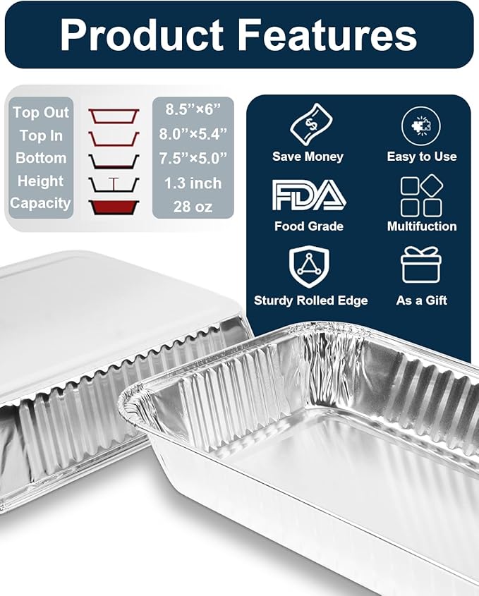 Matchwaves Drip Pans for Weber, Disposable Aluminum Foil Grease Trays for Weber Grills, Universal Replacement Liners for Weber Series, 8.6" x 6" - 30 Pcs
