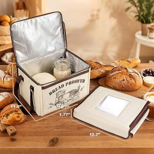 OUEST Foldable Bread Proofing Box for Sourdough, 50°F-113°F Precise Temp Control & 12H Timer, Electric Dough Proofing Container with Metal Rack for Bread Baking, Pizza, Yogurt, Kombucha