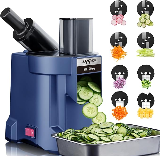 MOGAN 3-In-1 Electric Vegetable Chopper, Multifunctional Vegetable Slicer Fruit Food Processor, Auto Veggie Dicer Cutter Stainless Steel Blades for Slicing Shredder Dicing&Striping for Commercial Home