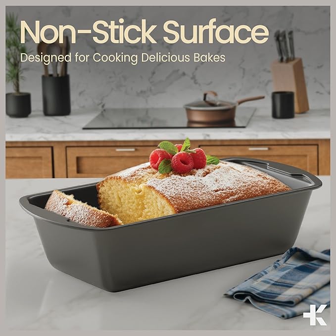 BAKKENMASTER Bakken- Swiss Loaf Pan Set 4-Piece - Deluxe Nonstick Carbon Steel Bakeware for Perfect Bread and Cakes – Dishwasher Safe, Premium Pans for Home Baking