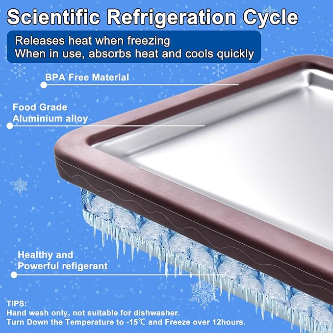 ROEDEER Rolled Ice Cream Maker, Ice Cream Roll Maker Plate with 2 Spatulas, Instant Rolled Ice Cream Machines for DIY Ice Cream, Includes Recipe Book, Fun Gifts for Kids, Color:Brown and Blue