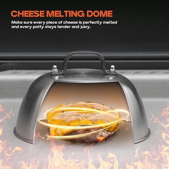 Onlyfire 7PCS Griddle Accessories Kit for Cooking Indoor or Outdoor, Multifunctional Grill Utensil for Blackstone Including Melting Dome, Grill BBQ Spatulas, Chopper/Scraper, Liquid Dispensers, Grill Press Great